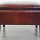 Large square sheepskin leather ottoman with a beautiful patina