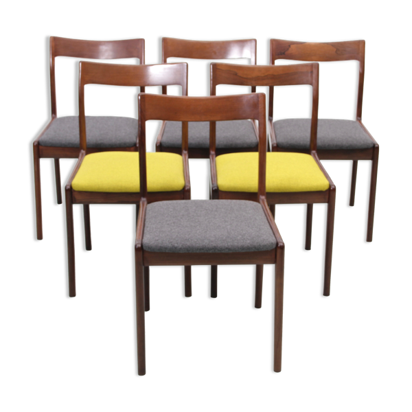 Suite de 6 chaises scandinaves en palissandre de Rio
