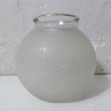 Vintage white and gold frosted glass vase