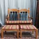 Banquette vintage 2 places et repose-pieds en chêne