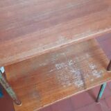 Pair of 1960s tables in tubular metal and solid teak