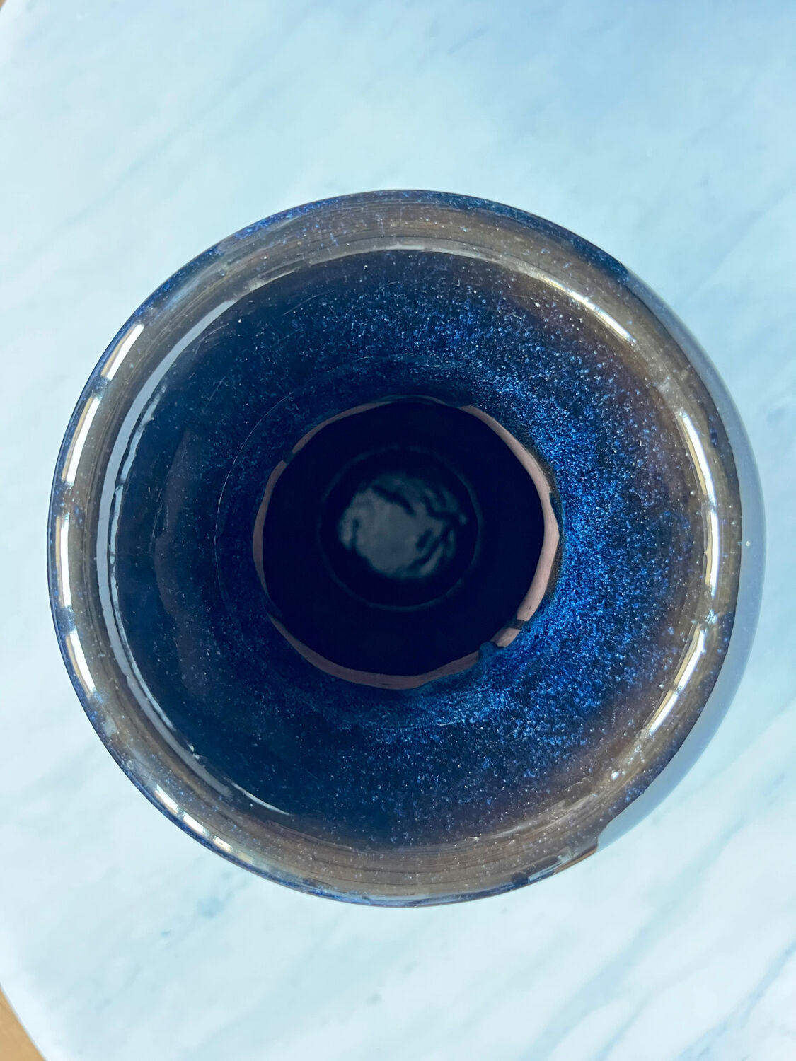 Large blue glazed ceramic vase