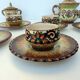 Paul Fouillen Quimper tea set sugar bowl cups and saucers