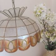 Vintage 1960s/70s mother-of-pearl pendant lampshade with collar