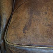 Fauteuil à oreilles vintage en cuir de mouton