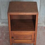 Wooden bedside table with compartment, reconstruction period.