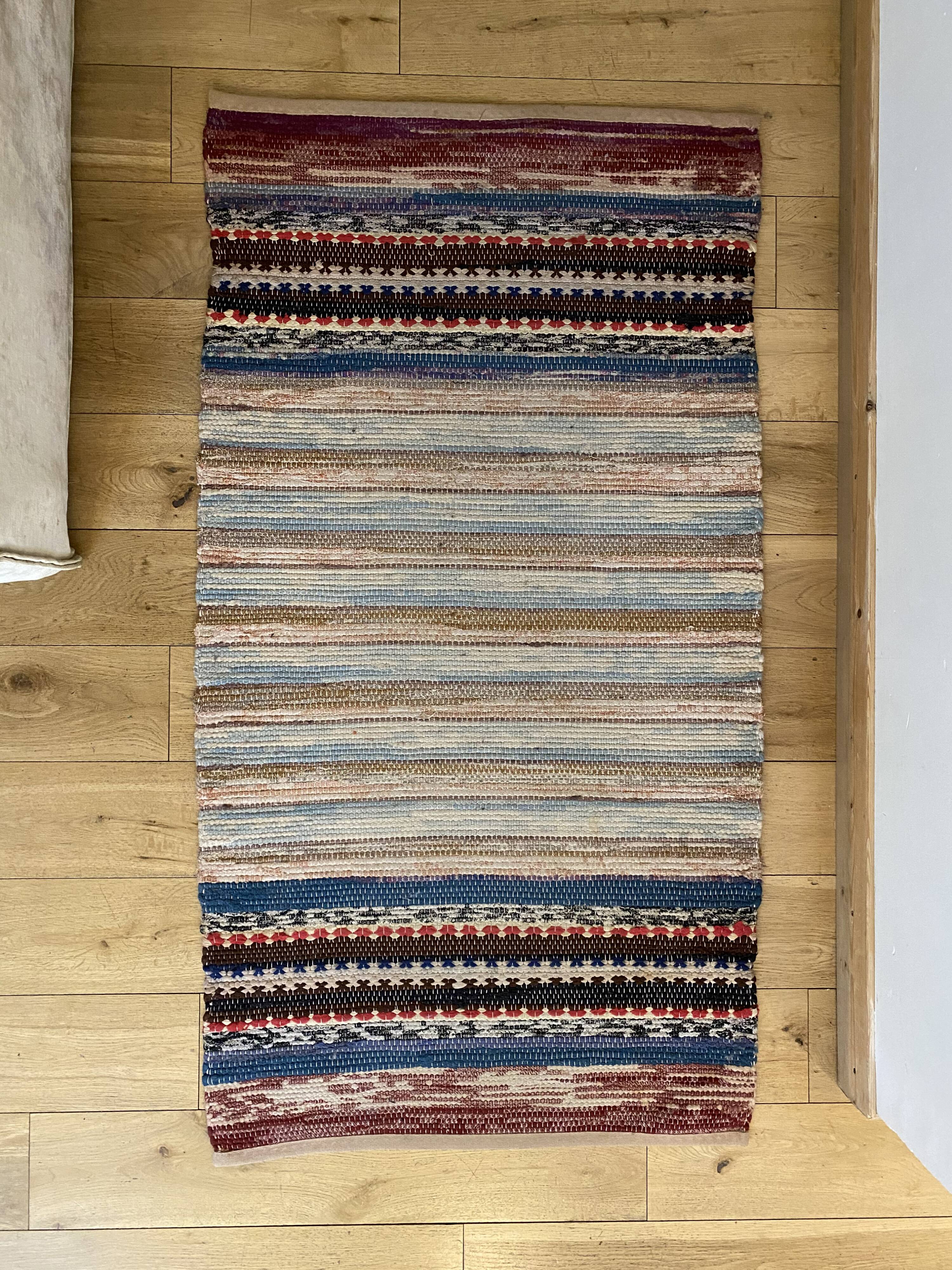 Pair of vintage scandinavian carpet 1960's wool weaves hand  74x142cm