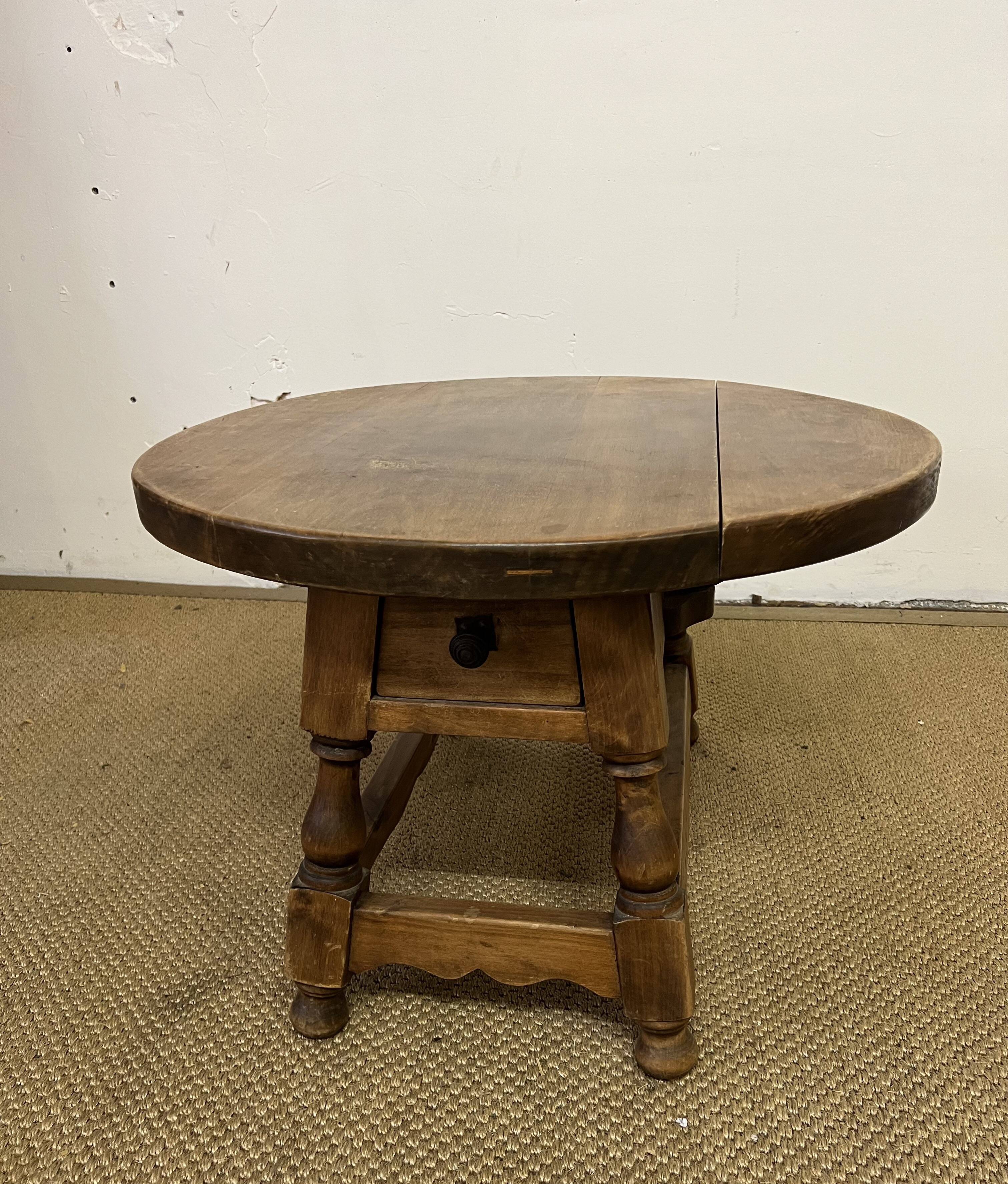 Round wooden coffee table