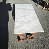 Cast iron and marble swan neck coffee table