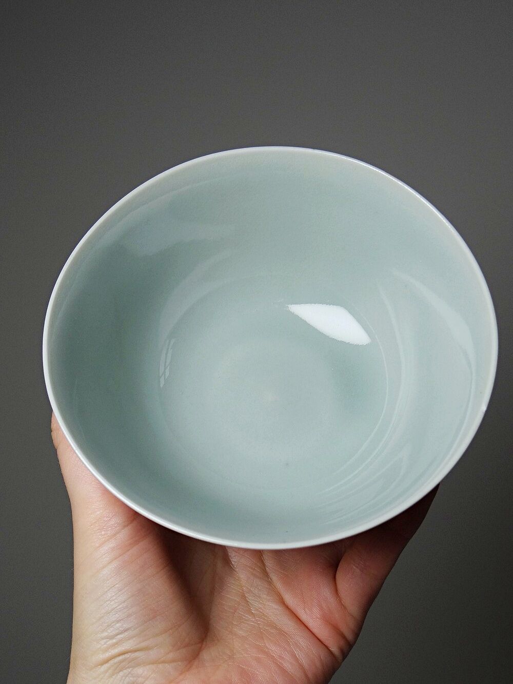 4 bols à riz chinois en porcelaine céladon reliefs carpes koï, années 70-80