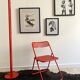 Floor lamp design 80s halogen in red metal, made in Belgium