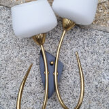 Double fire wall lamp, Arlus house, vintage, 50s