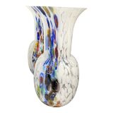 Set of 2 contemporany vases murrine sphere in murano style glass with multicolored murrine like veni