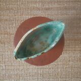 Contemporary design ceramic vase handcrafted organic pattern green tones khaki turquoise