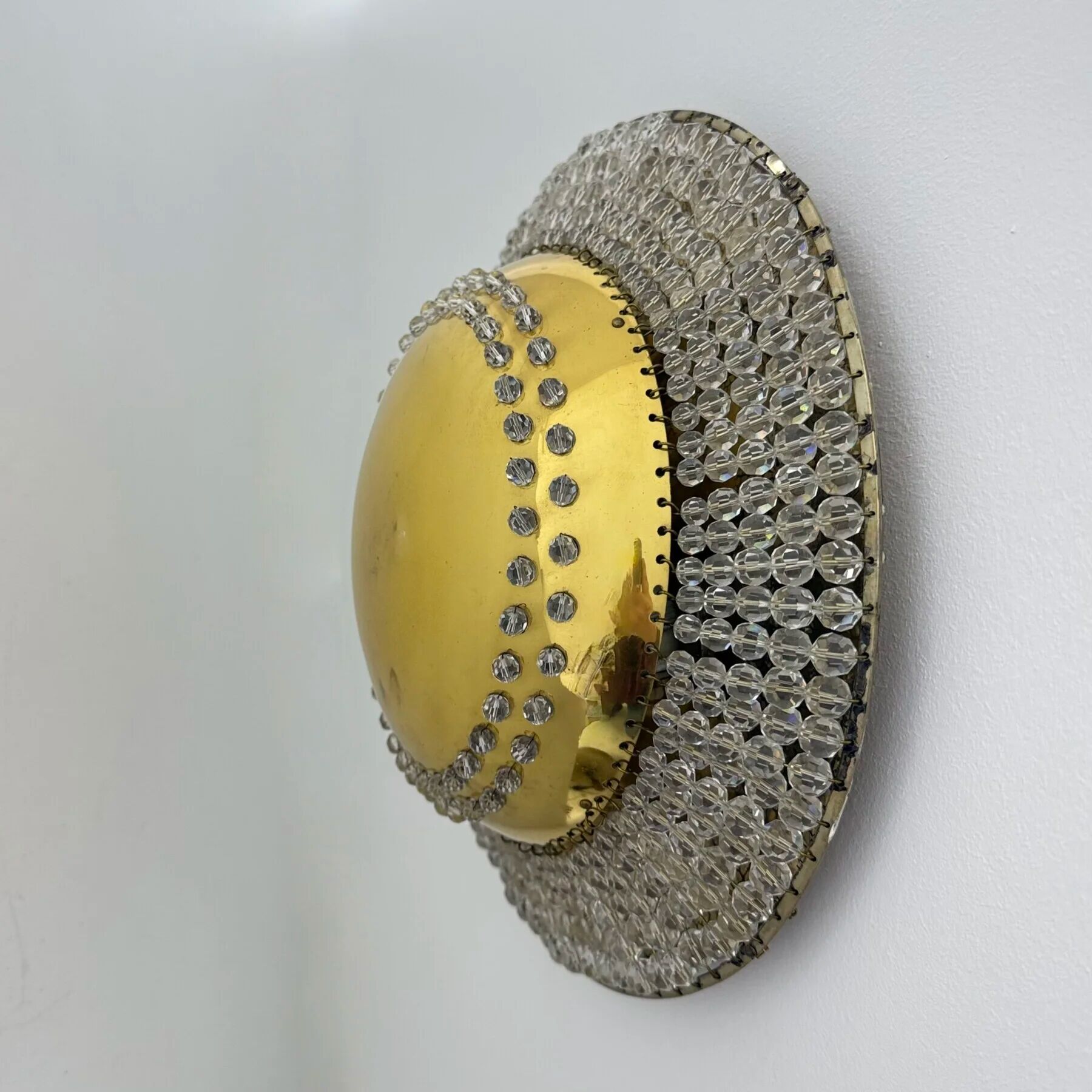 Unique modernist design crystal glass and brass wall light, Austria 1950s