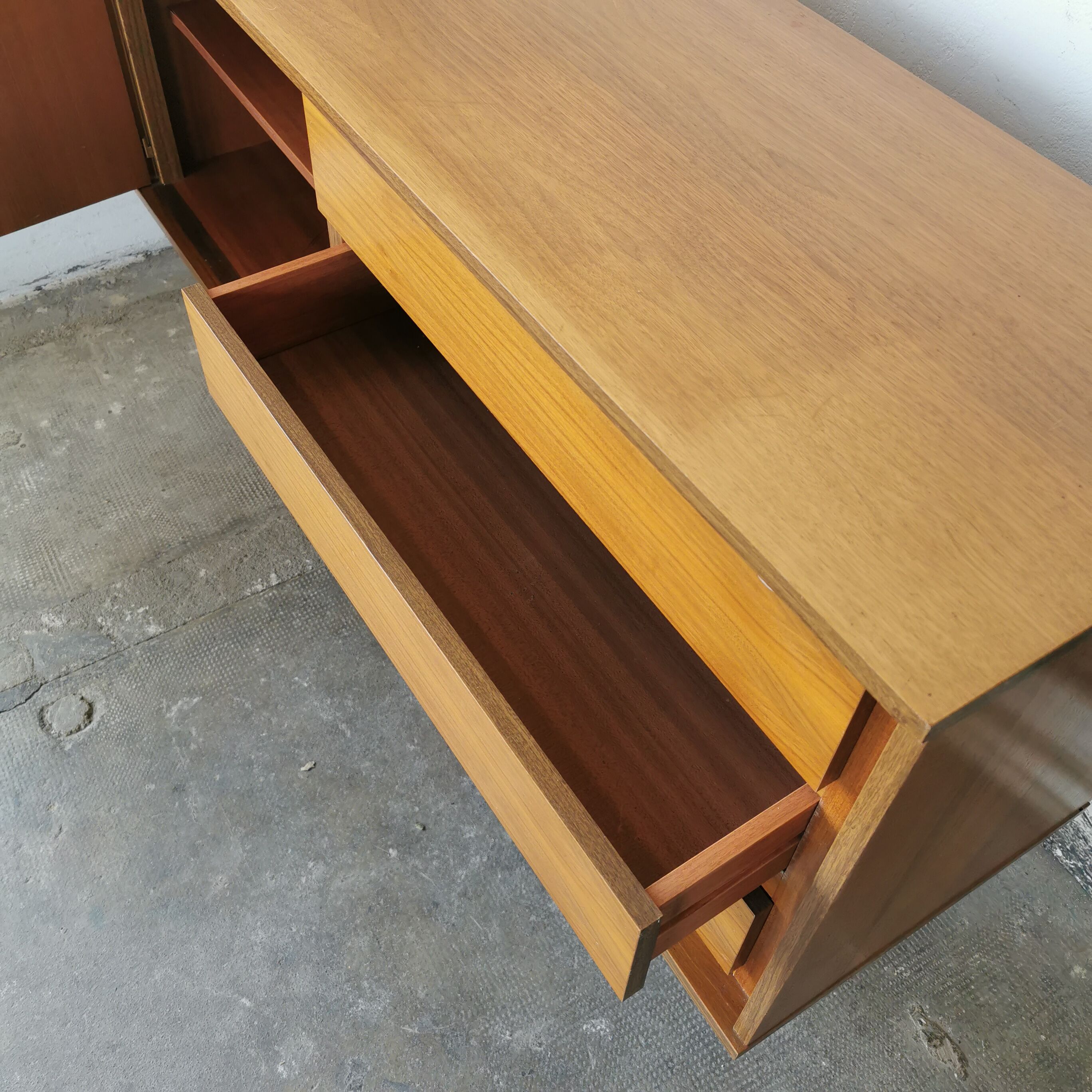 Vintage enfilade, walnut veneer 1970