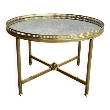 Table basse en laiton, plateau miroir vieilli la Maison Baguès