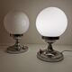 Pair of vintage chrome and opaline bedside lamps from the 1960s