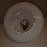 suspension from the 60s in white opaline and green, pink and silver flower patterns