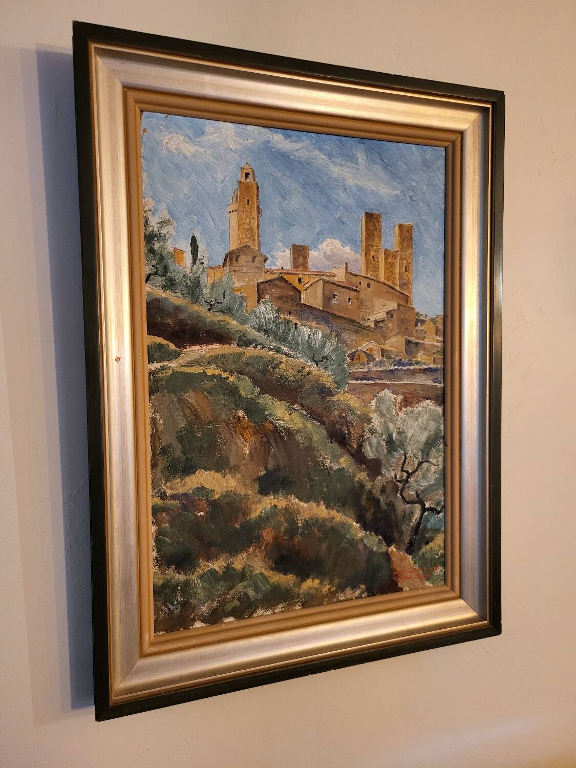 Oil painting by Hans Lindén /1938/ San Gimignano Italy
