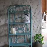 Blue rattan shelf
