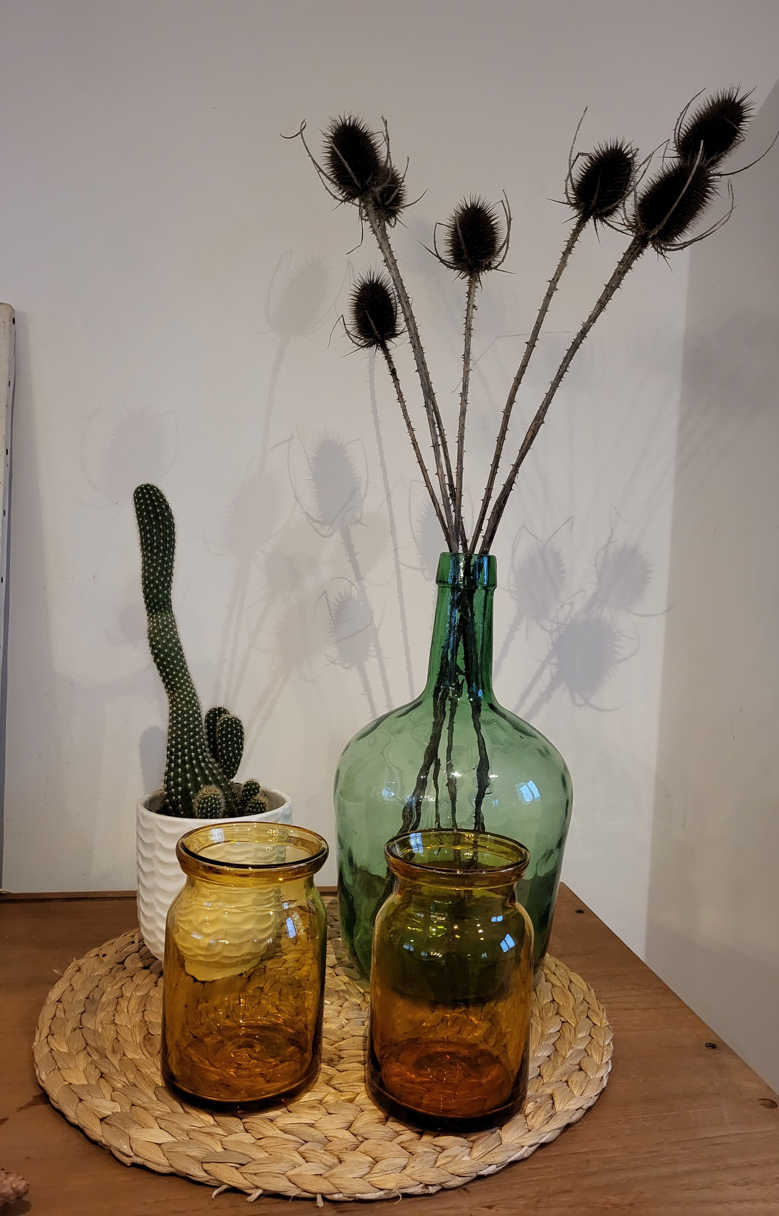 Amber glass vases