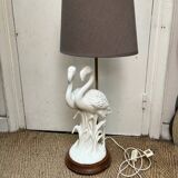 White porcelain flamingo lamp