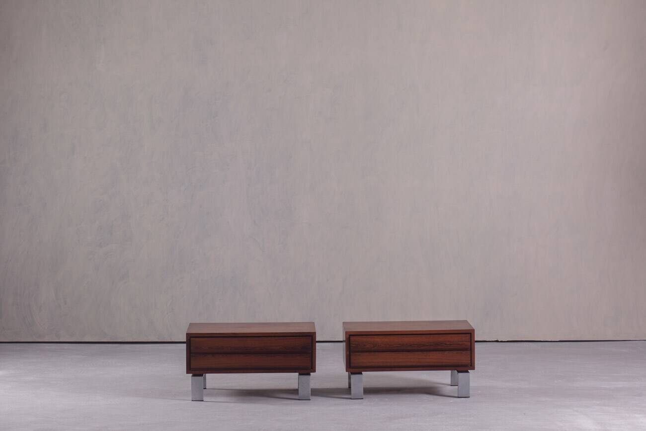 Vintage rosewood nightstands, Denmark, 1970s set of 2