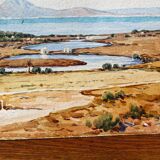 Watercolor by Michèle Cortegiani, landscape of Sicily