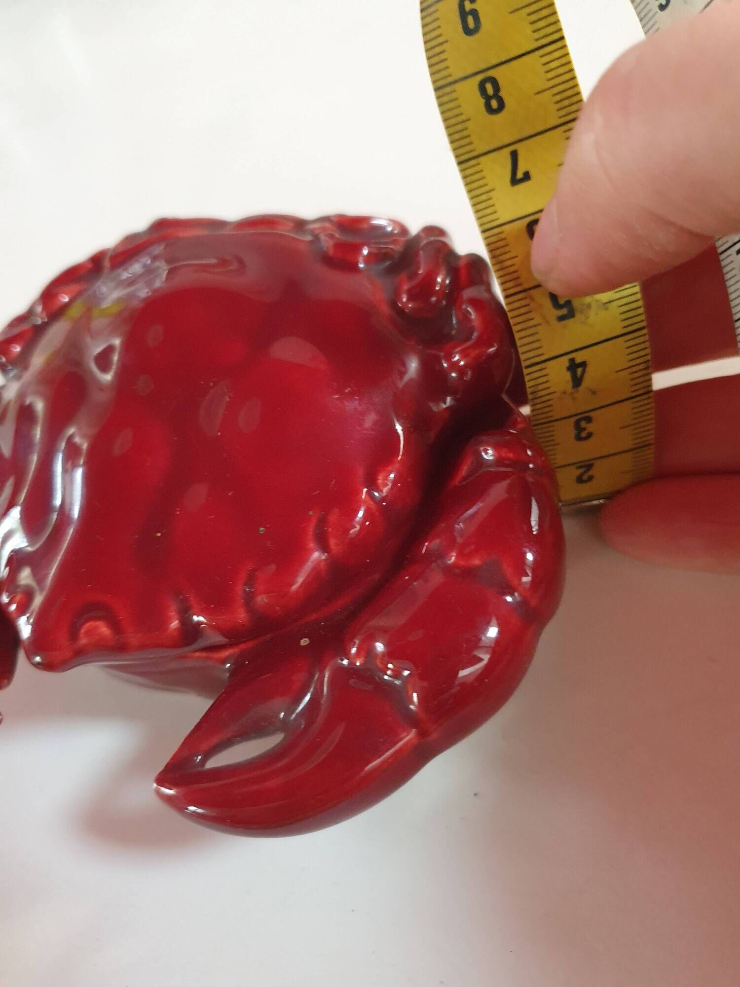 burgundy red slip ceramic box in the shape of a vintage crab