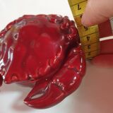 burgundy red slip ceramic box in the shape of a vintage crab