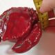 burgundy red slip ceramic box in the shape of a vintage crab