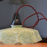 Vintage hanging draped green Clichy glass