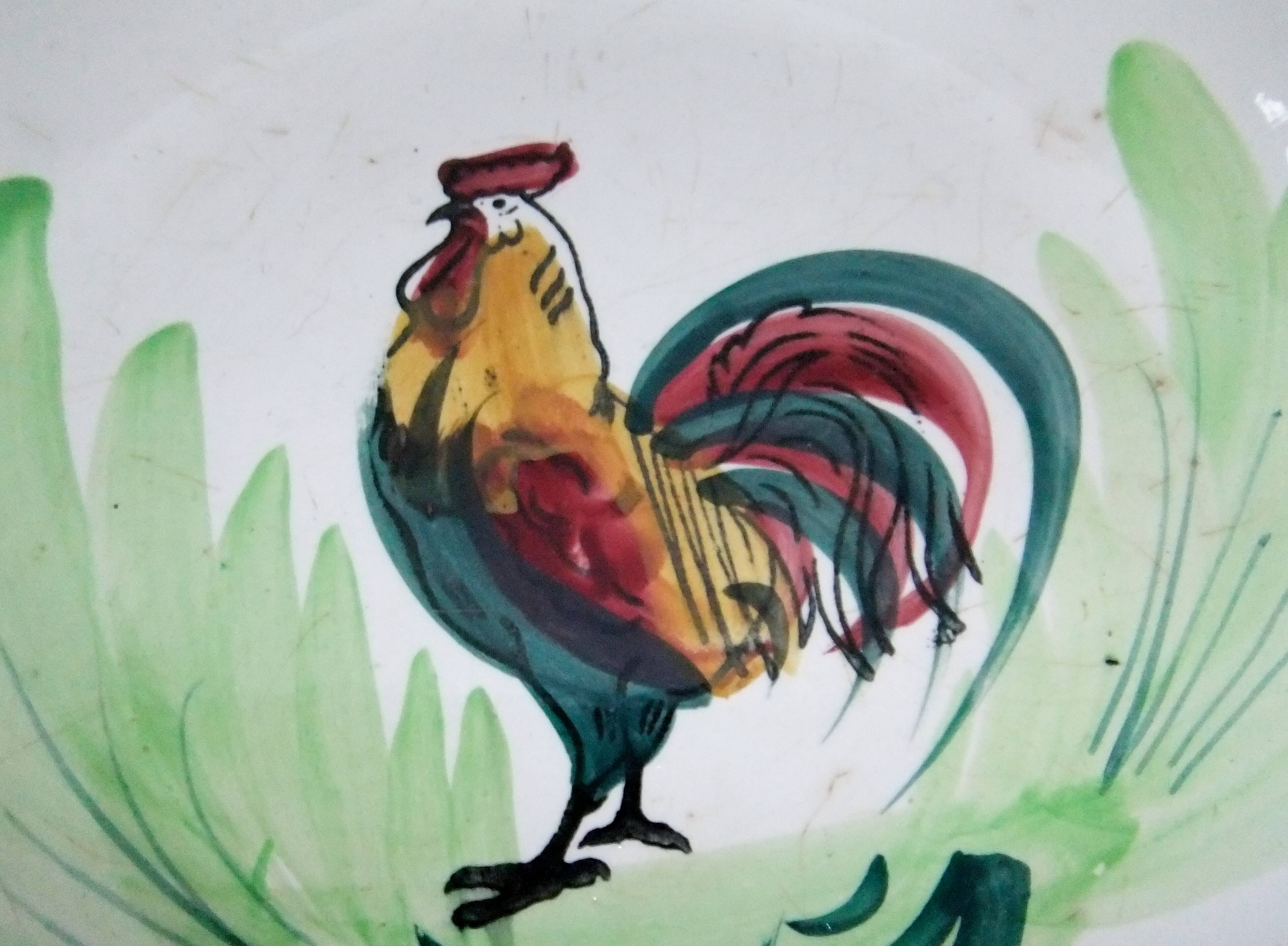 Old dish plate decor of rooster Moulin du Loups Hamage