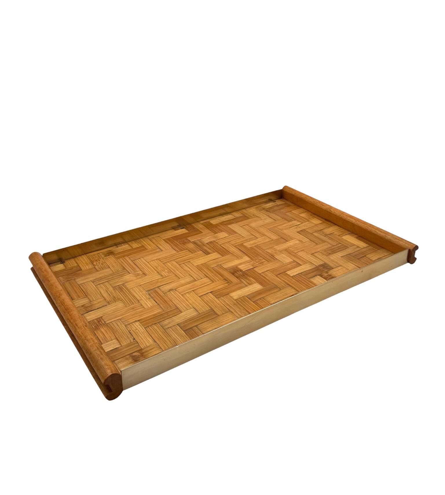 Hollywood regency bamboo and brass tray, Italy 1970s
