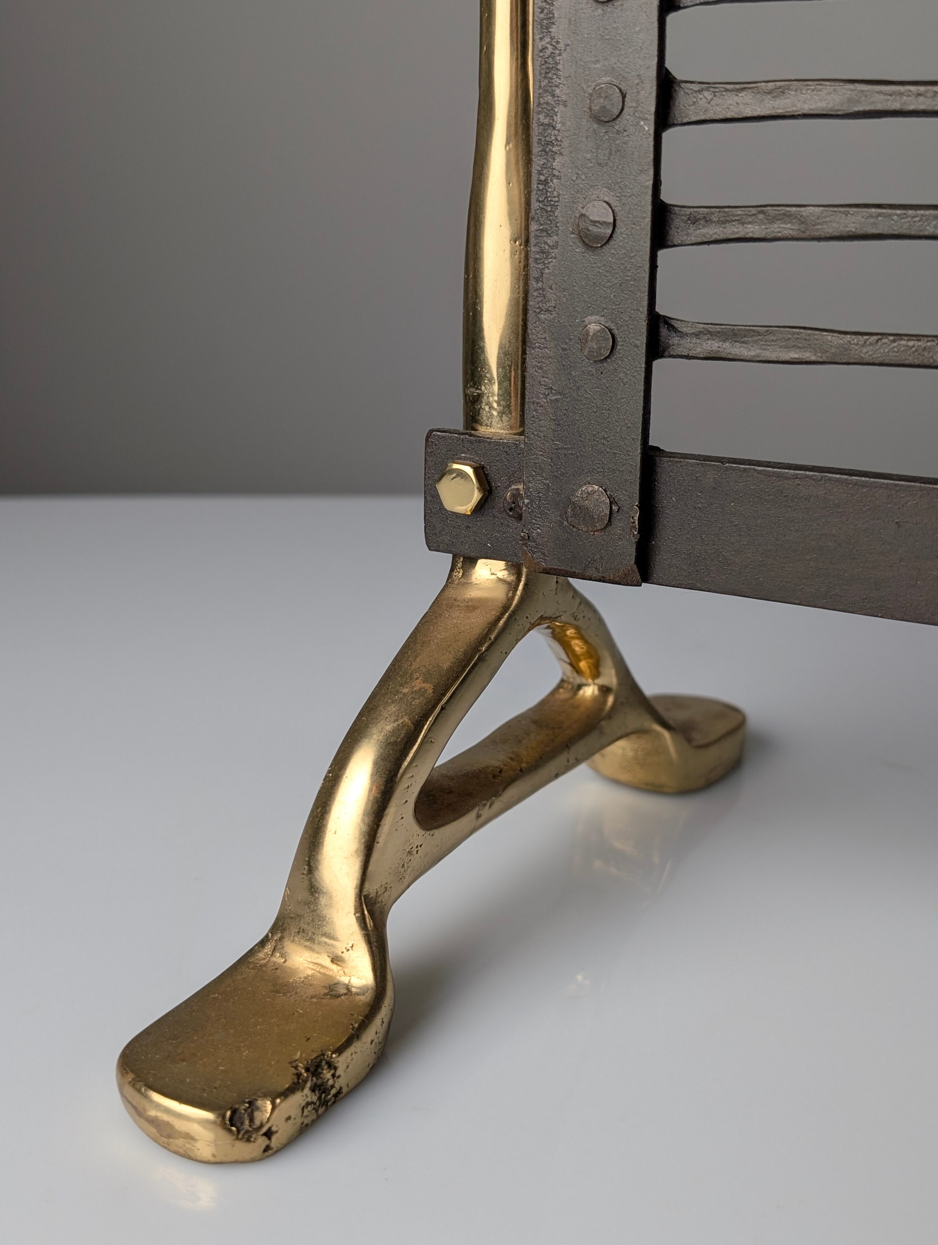 Brass and wrought iron fireplace screen by David Marshall, Spain, 1970s