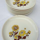 Set 14 plates Marguerites pop design 1970 Sovirel