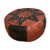 Vintage Moroccan leather pouf