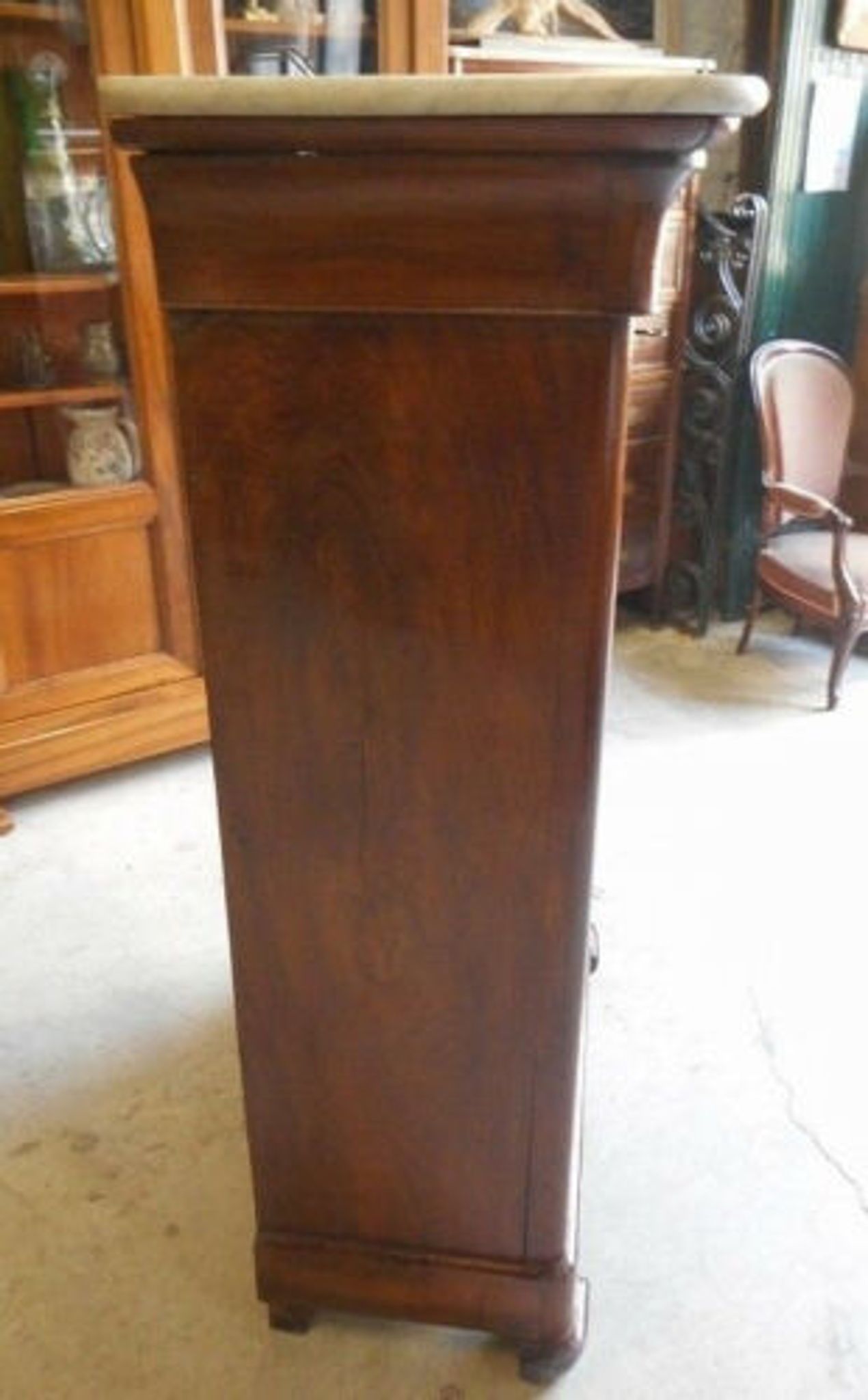 Louis Philippe mahogany secretary with flap and marble top