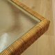 Glass and wicker side table, Danish design, 1970s, made in Denmark