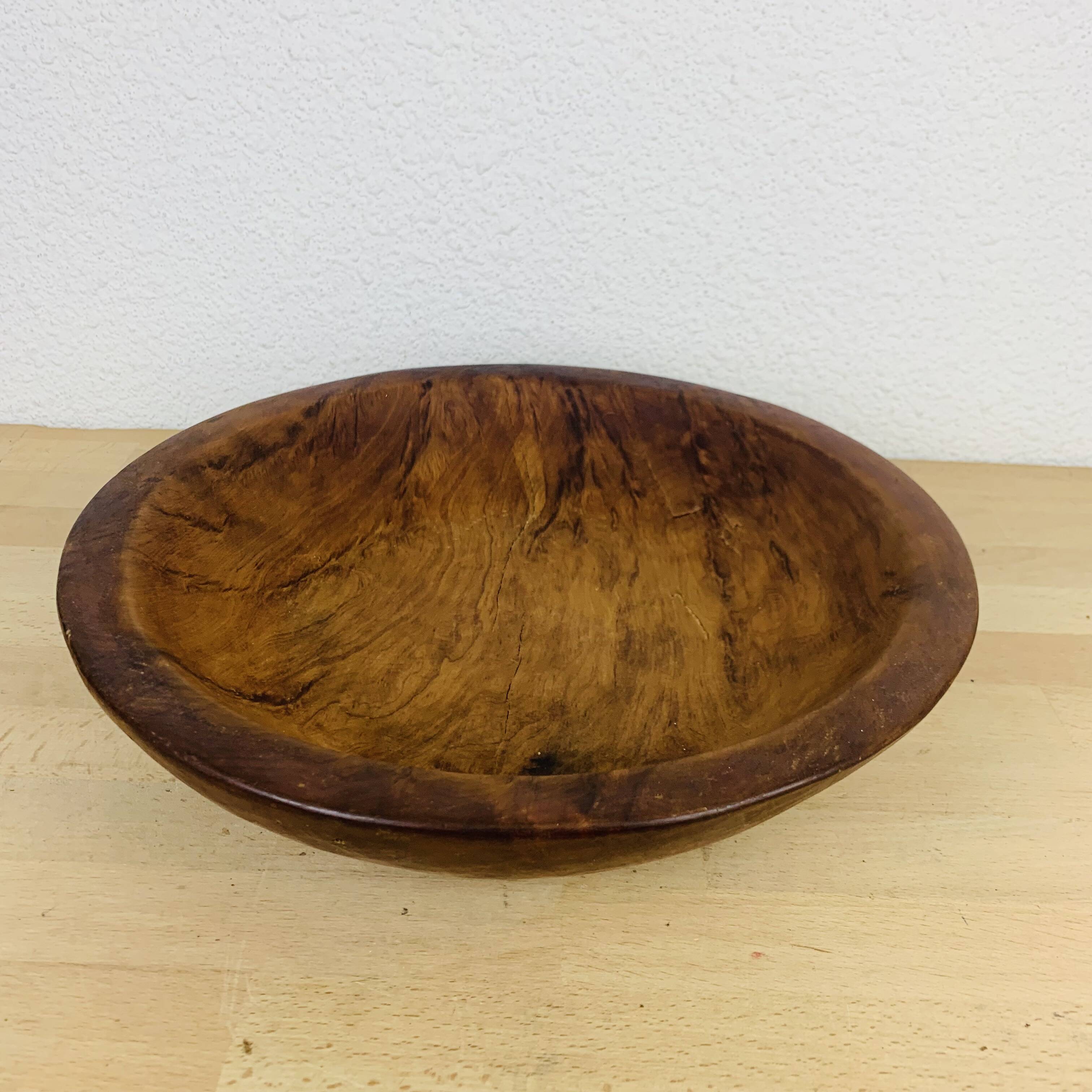 Empty fruit bowl pocket olive wood