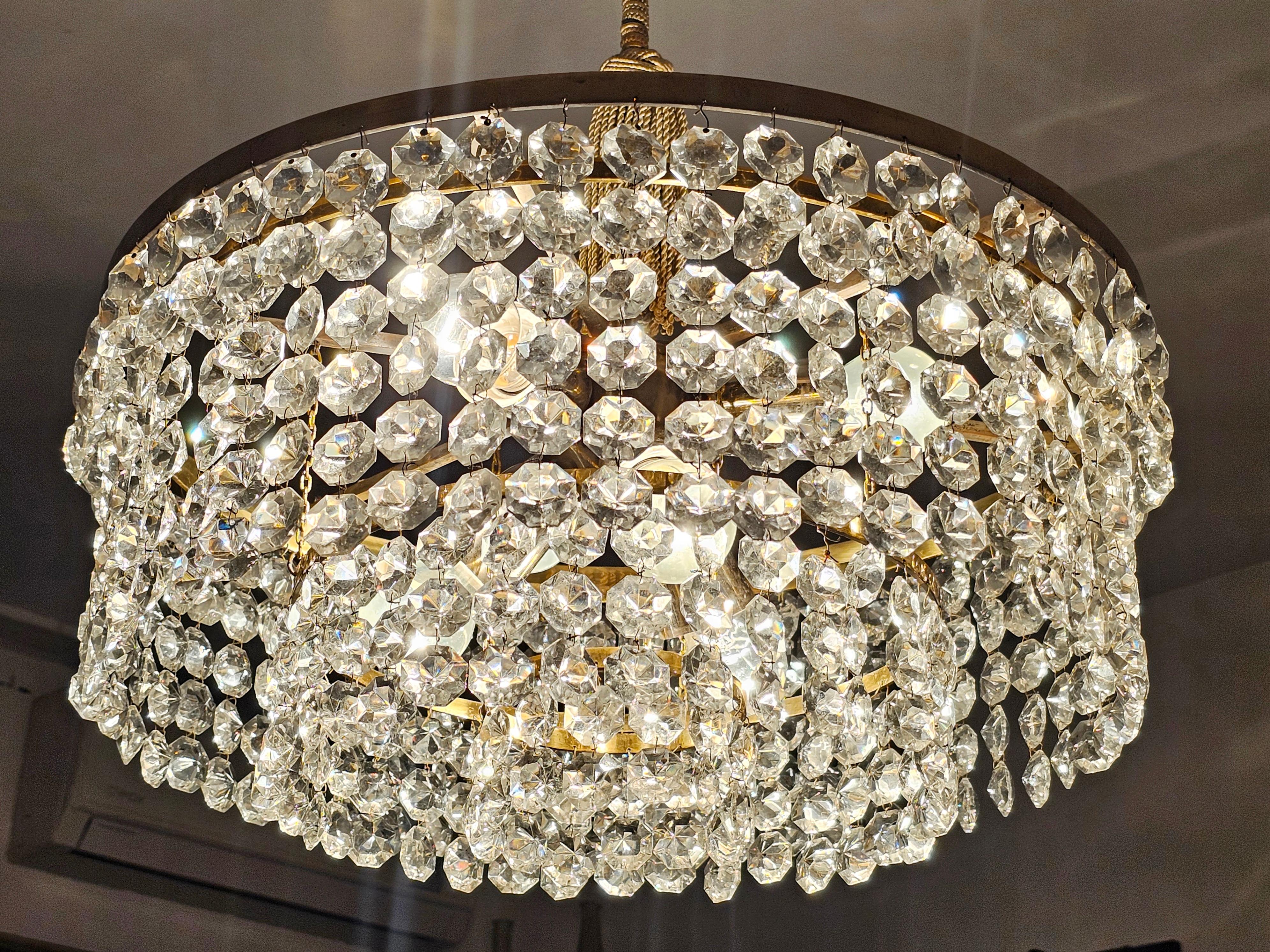 Mid-Century Modern crystal chandelier attributed to Bakalowits.