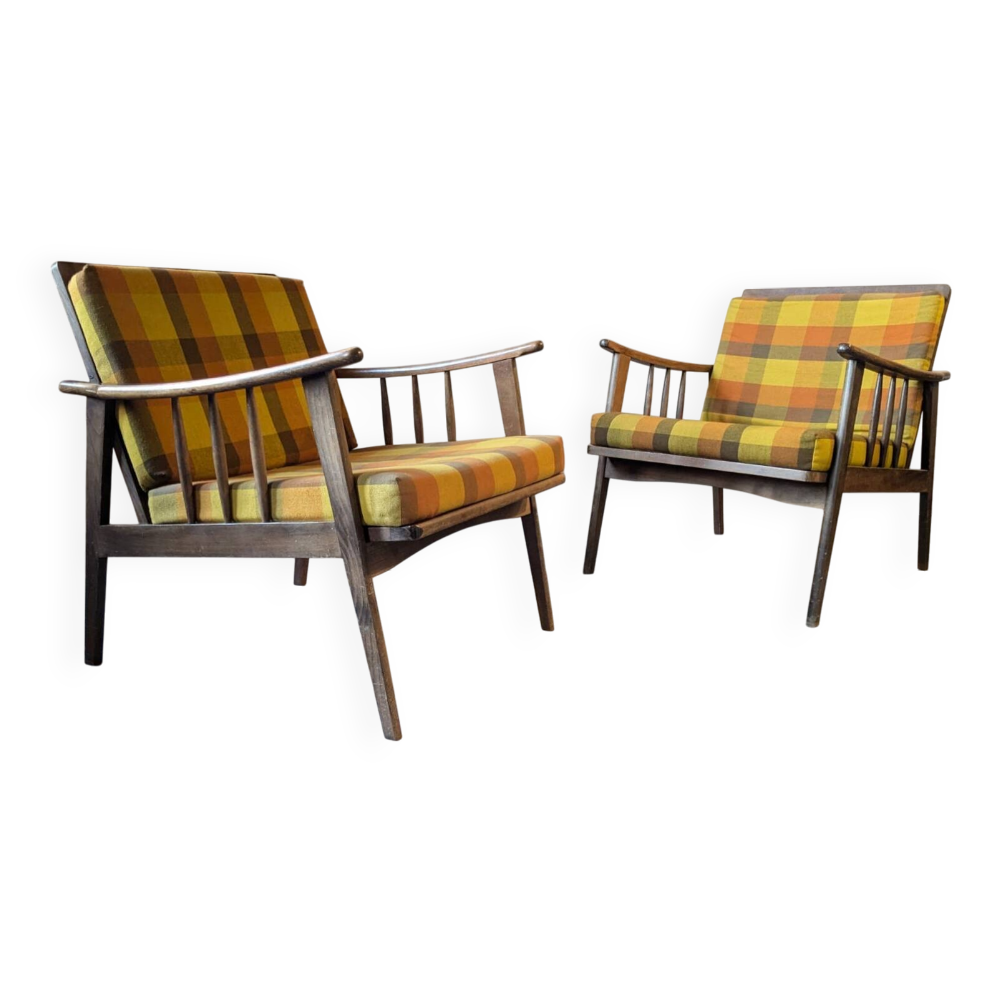 Pair of 60s Scandinavian-style armchairs by Stella