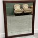 Vintage sectional wall mirror with wooden frame & brass details, 1950s