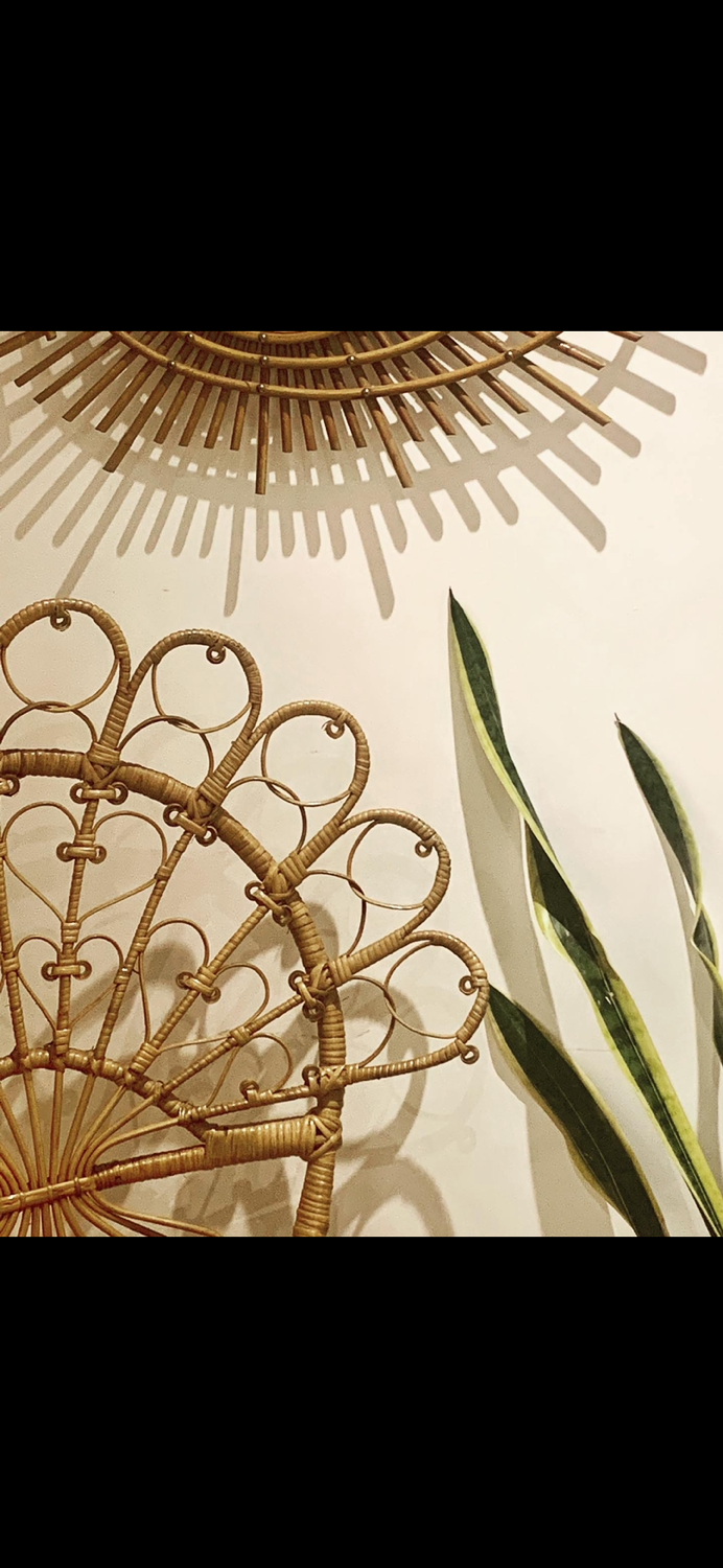 Vintage Peacock rattan armchair