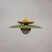 Lampe suspendue laquée verte vintage - Danemark 1980 -