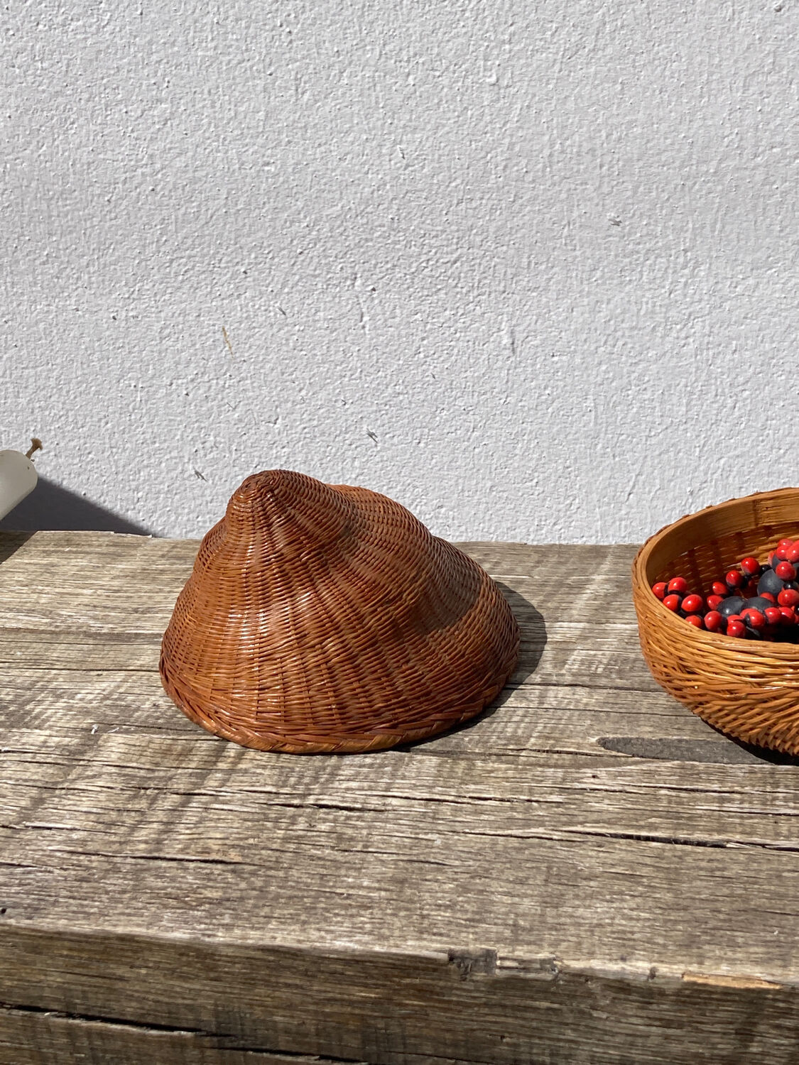 Jewelry box rattan snail vintage wicker woven old panière