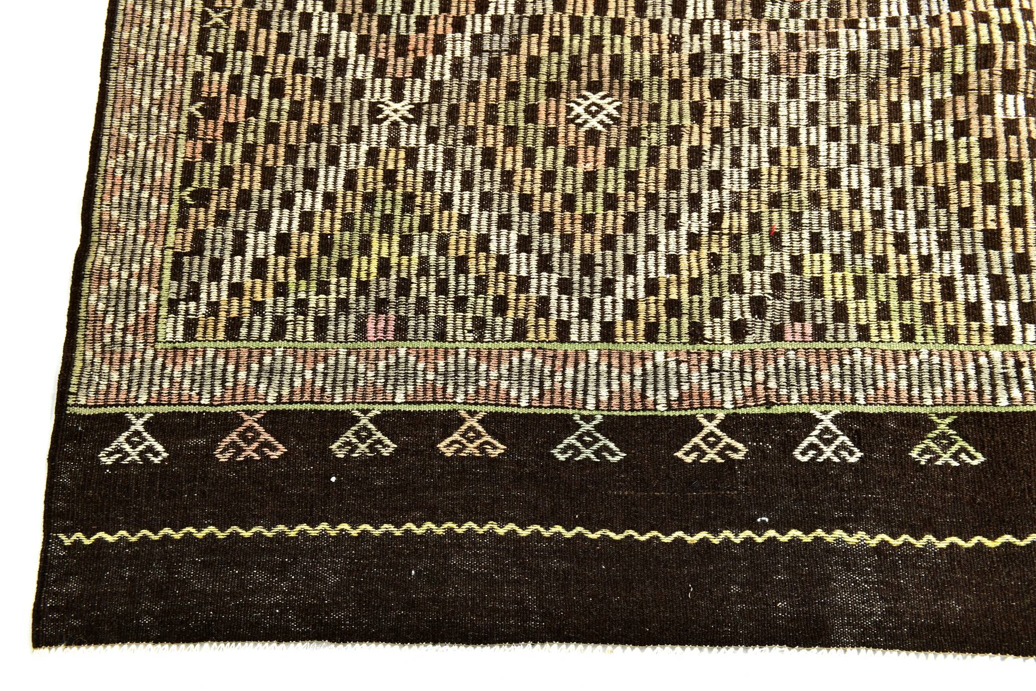 6x9 Yellow Brown Vintage Kilim Rug 199x264Cm