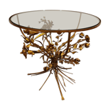Vintage gilt metal flower side table, italy 1960