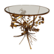 Vintage gilt metal flower side table, italy 1960